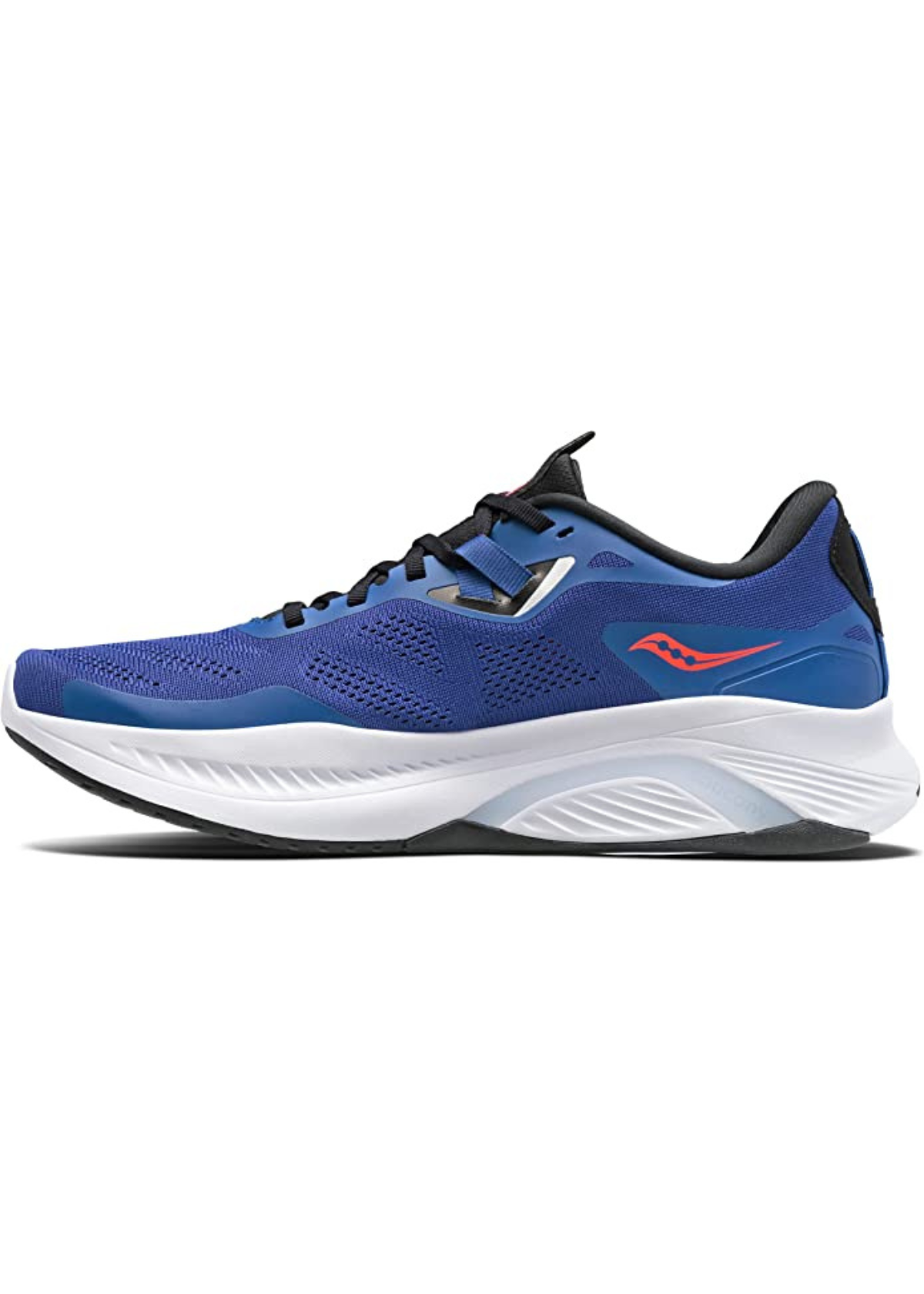 blue running shoes with white sole